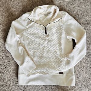 L.L. Bean White Quilted Half-Zip Pullover